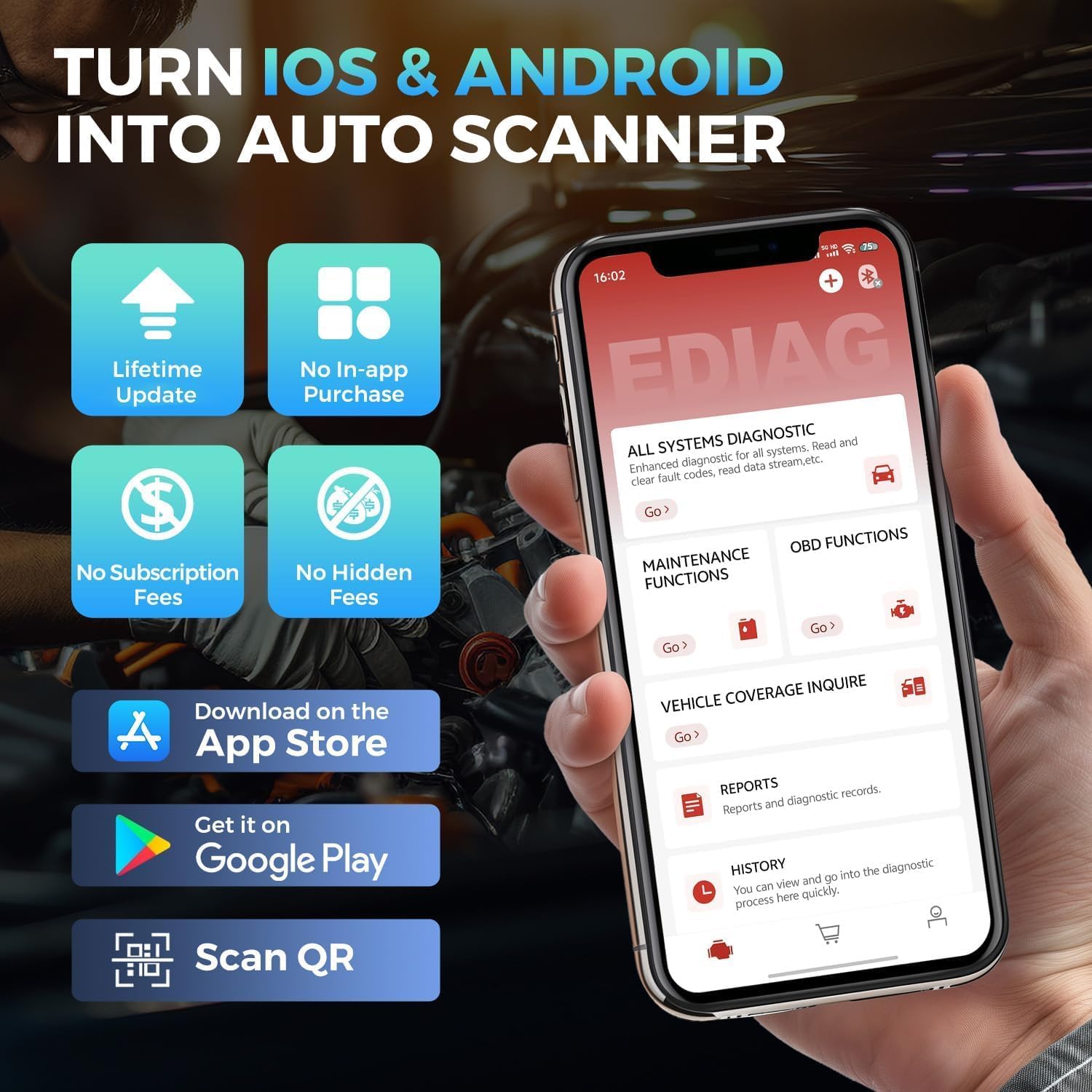 Thumbnail 4 de KINGBOLEN Ediag Elite OBD2 Scanner Bluetooth