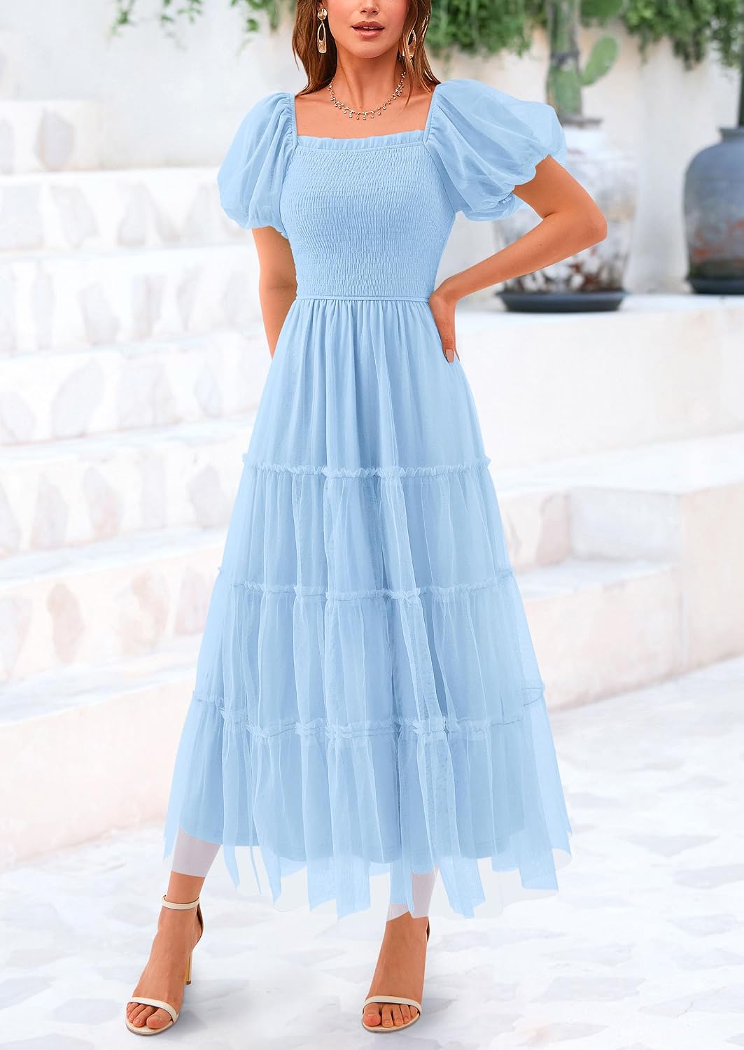 Thumbnail 5 de PRETTYGARDEN Smocked Midi Tulle Dress