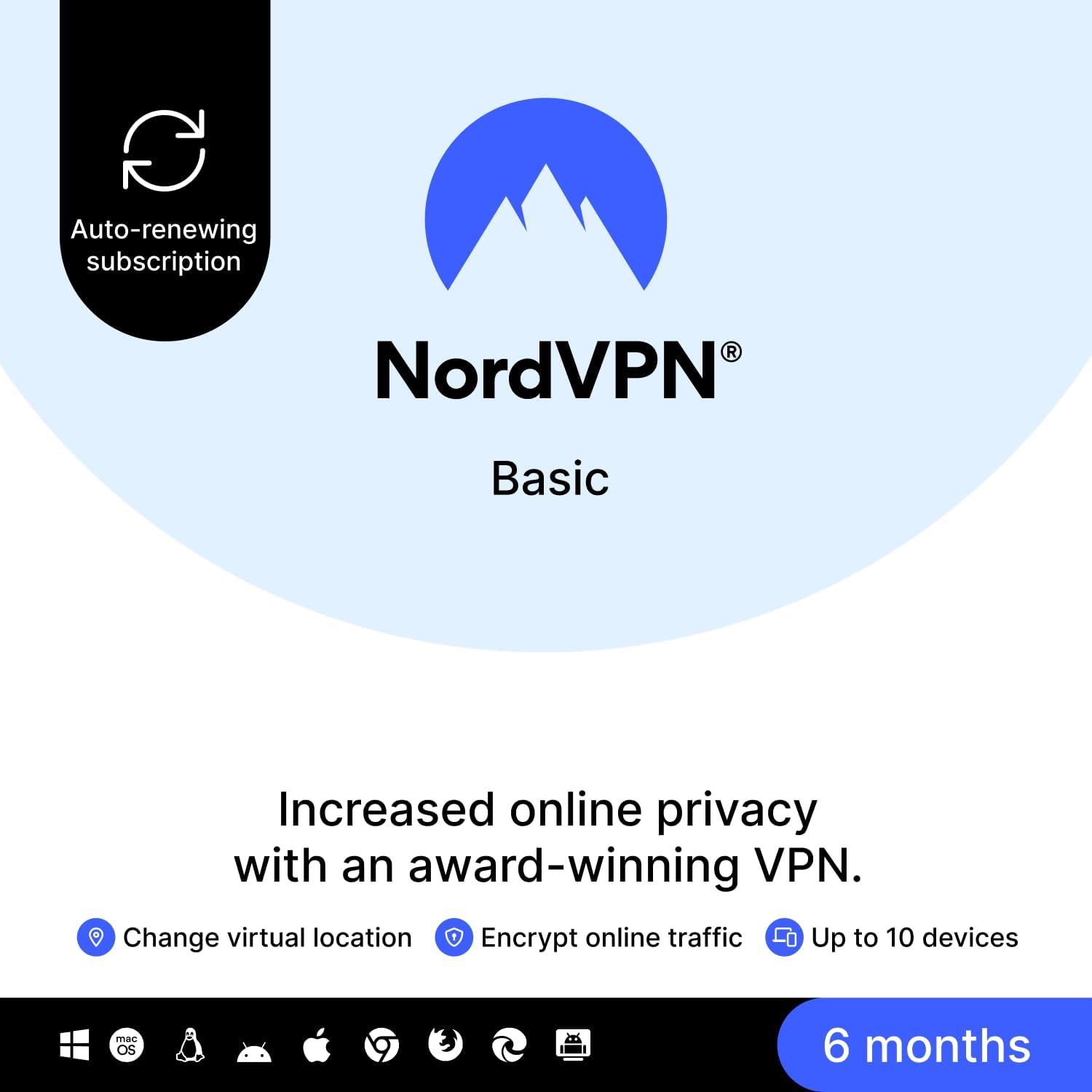 Detalle de NordVPN Basic: 10 Devices, 6-Month Amazon Subscription – Practical, value-led protection
