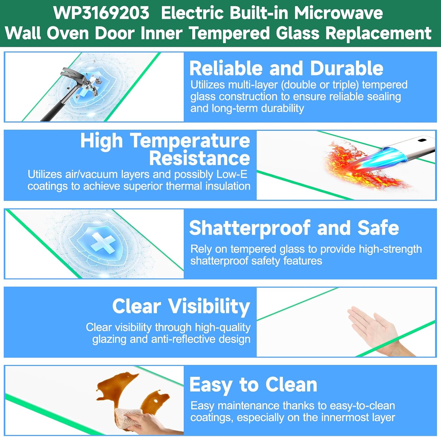 Thumbnail 2 de POOLKEY WP3169203 Inner Tempered Glass for Microwave Oven Doors