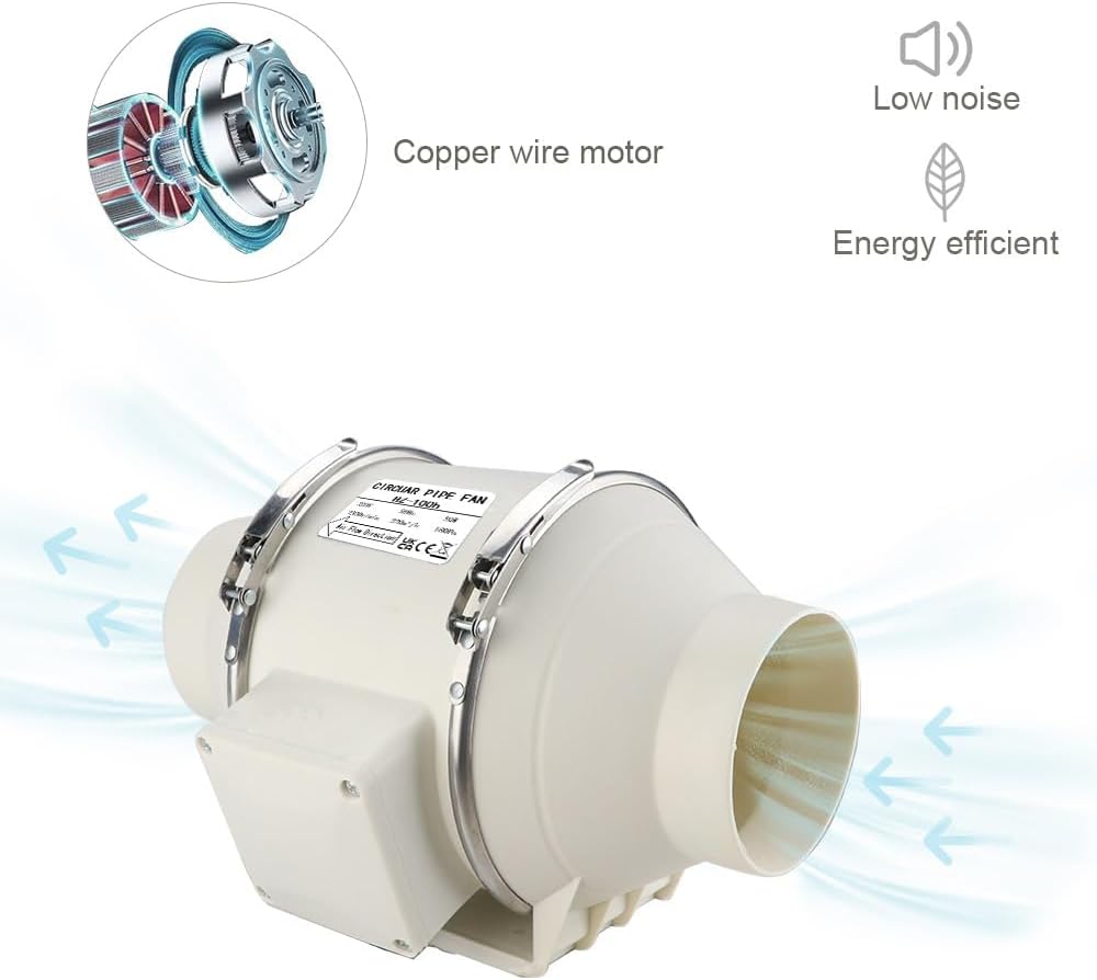 Detalle 1 de Inline 100mm Bathroom Extractor Fan