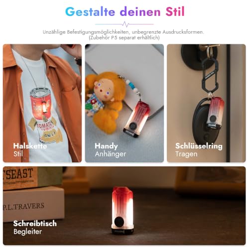 Detalle de WUBEN E2 Mini Taschenlampe LED Aufladbar – kompakt, 3-in-1 Magnet, inklusive P5‑Option