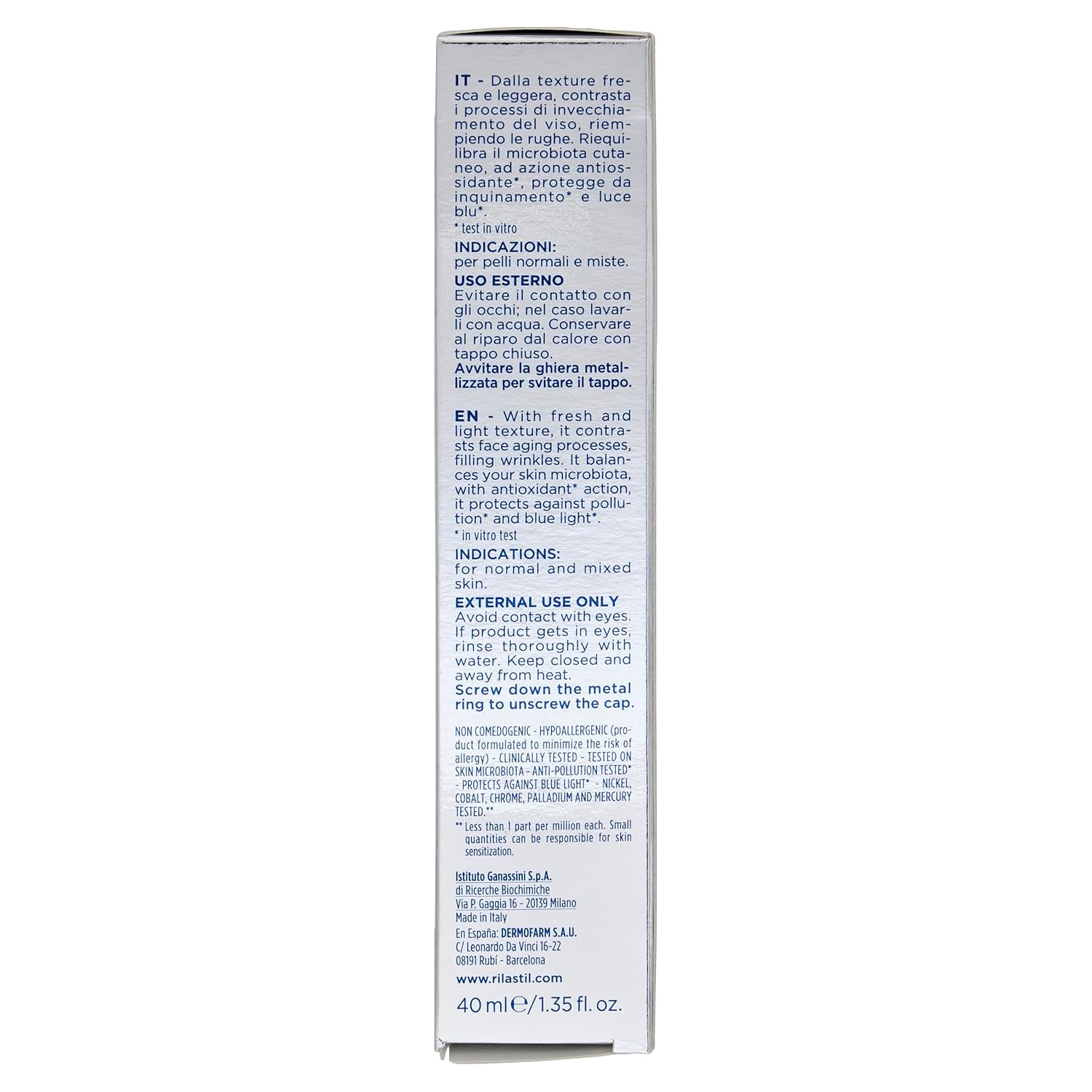 Detalle 1 de Rilastil Multirepair Reparierende Gel-Creme mit Vitamin F – Anti-Falten-Gesichtspflege für normale bis Mischhaut (40 ml)