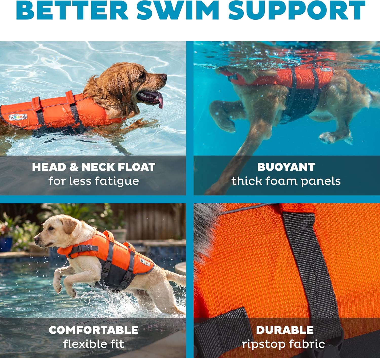 Detalle de Outward Hound Granby Splash Orange Dog Life Jacket, Large