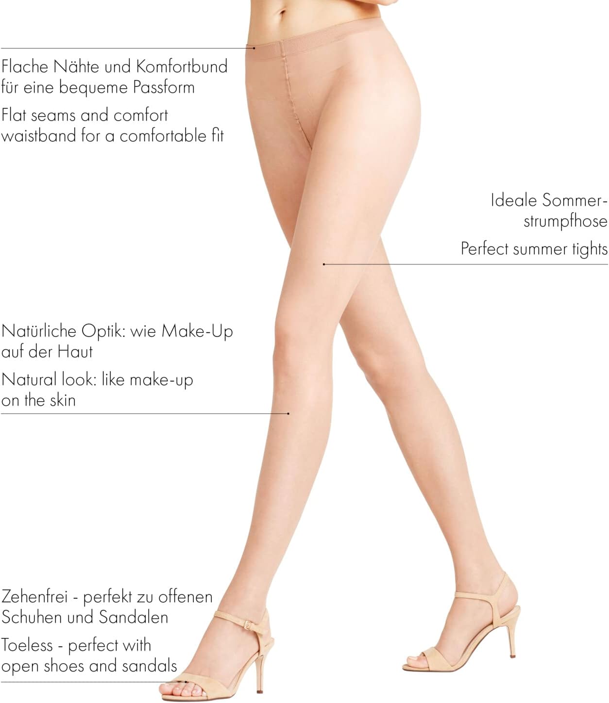 Thumbnail 1 de FALKE Shelina Toeless 12 DEN W Ti ultra-transparents – Collants femme, effet peau Sun 4299, L