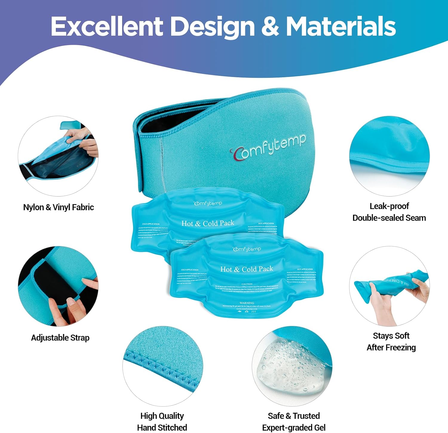Thumbnail 3 de Comfytemp Ice Pack for Back Pain Relief (2 Gel Packs) — Reusable Lower Back Gel Wrap