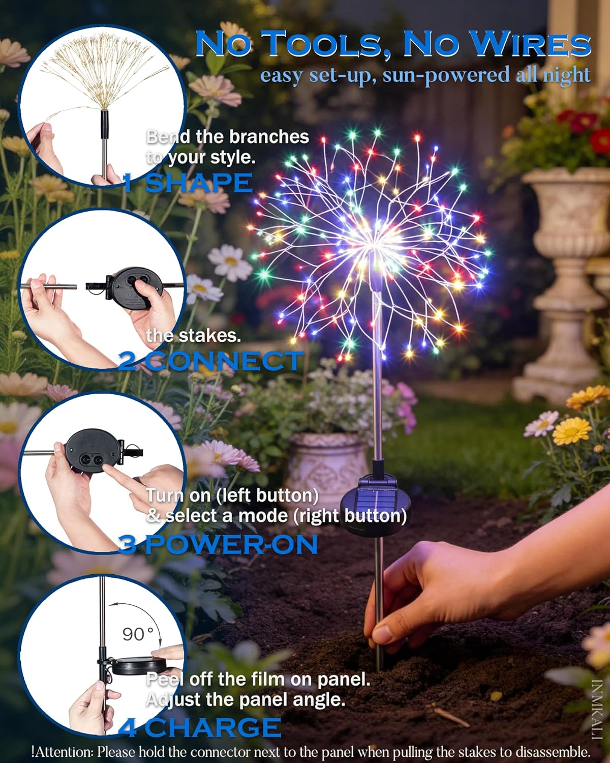 Thumbnail 4 de INMKALI Solar Garden Lights Outdoor 2-Pack: 150 LEDs Fairy Firework Path Lights