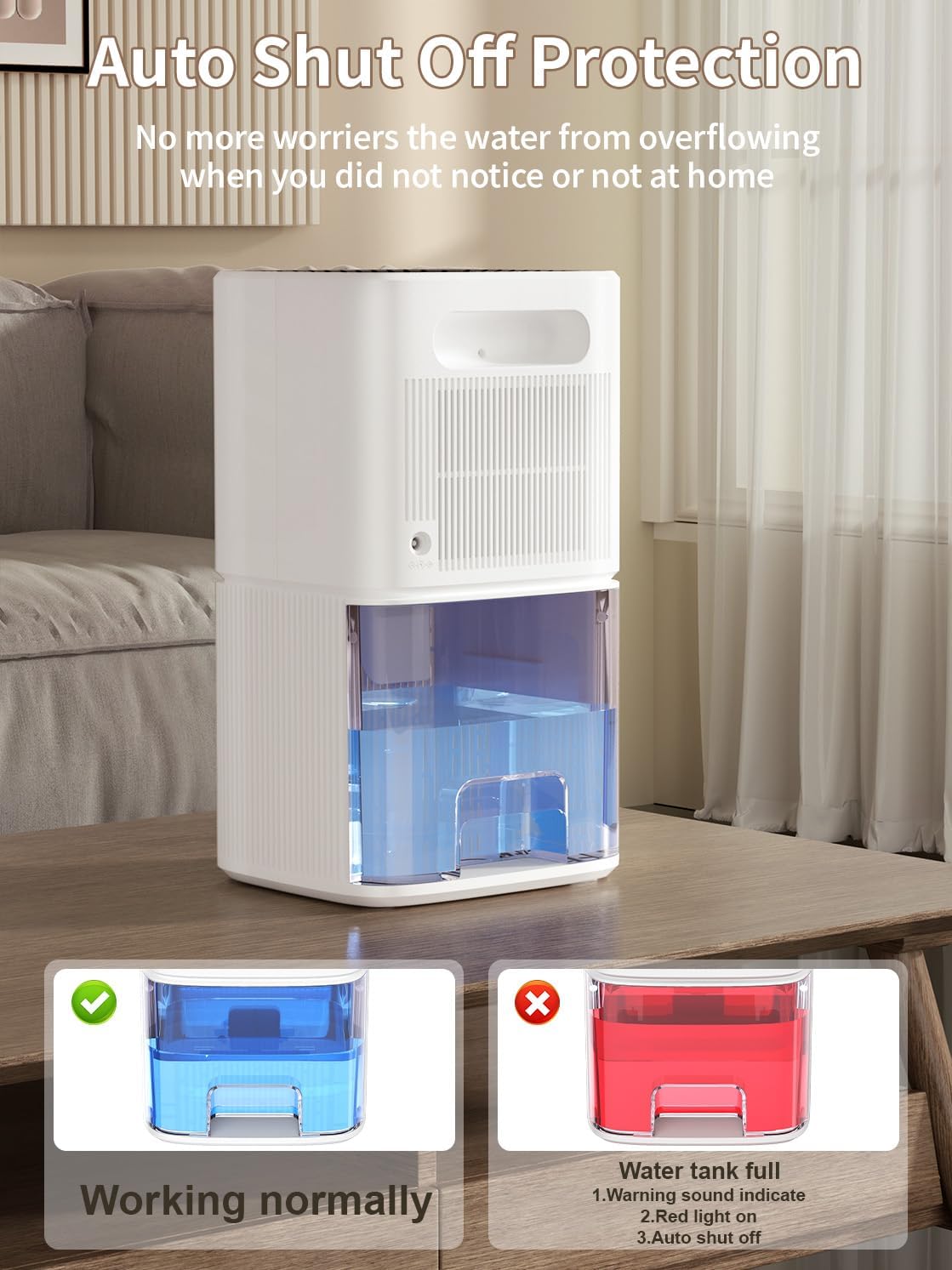 Thumbnail 5 de 1.8 L Quiet Peltier Electric Dehumidifier with Automatic Defrost and Timer (Bathroom, Bedroom)