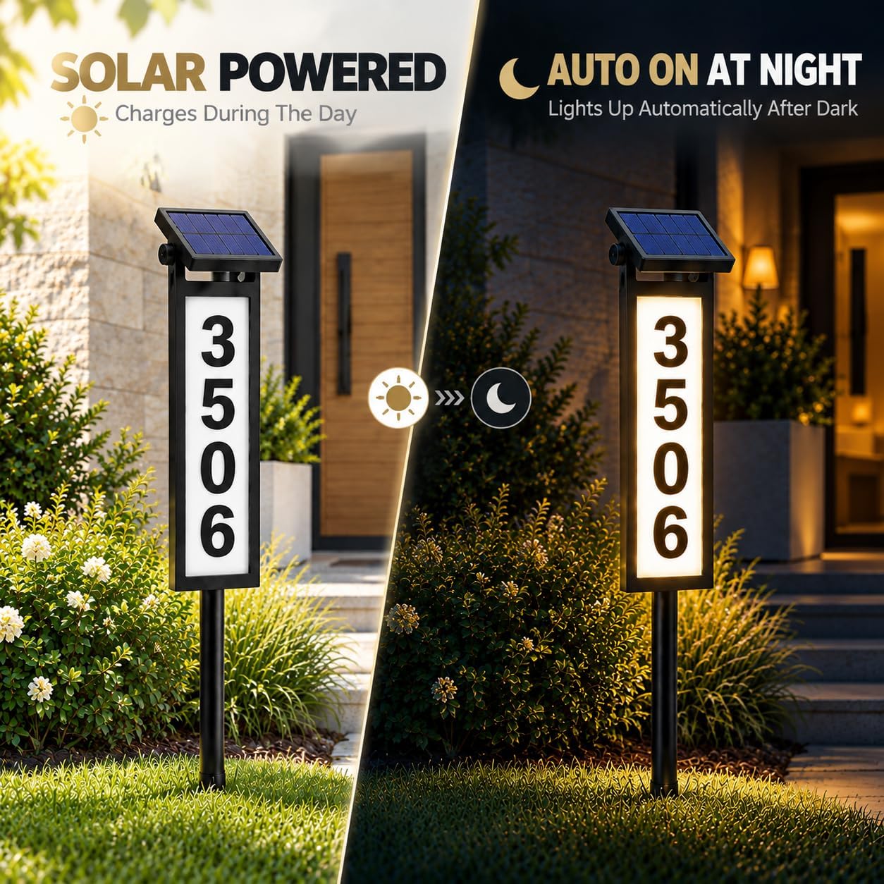 Detalle de Eyrosa OSA010 Solar Address Sign, Aluminum LED Numbers with Two Light Modes