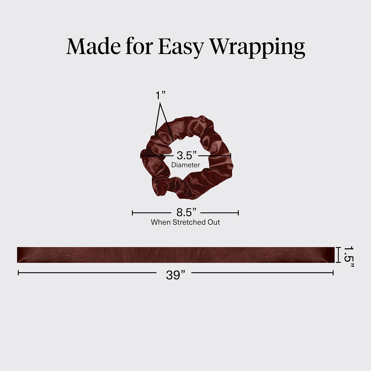 Detalle 1 de Kitsch chocolat Heatless Curler Set, Chocolate Satin Rod with Two Scrunchies