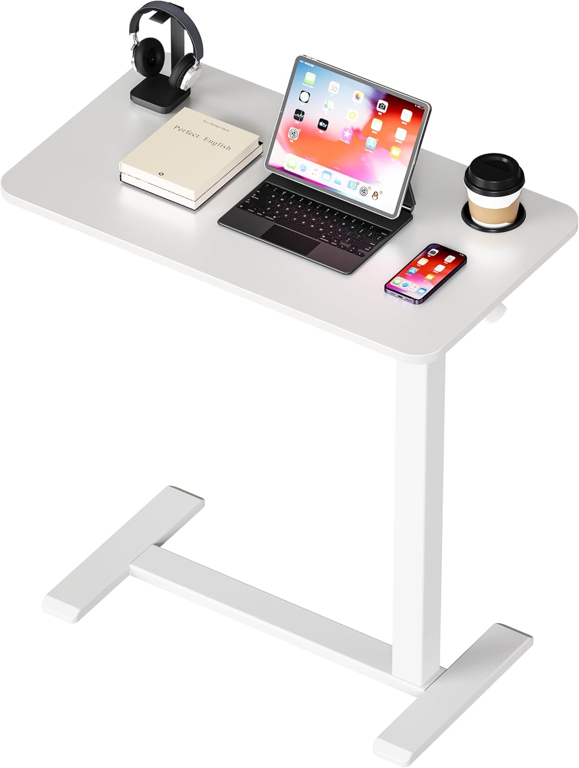 Detalle de BIZUM DM5050W2716WO Adjustable Overbed Table, 70cm x 40cm, Pneumatic Lift