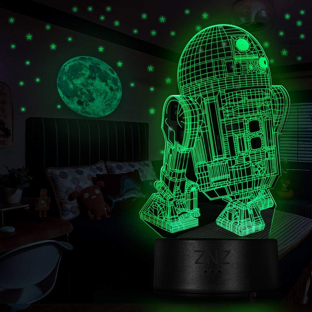 Thumbnail 3 de ZNZ 3D Lamp LED Illusion Night light (5-R2D2) with remote, smart touch & 16 colour modes