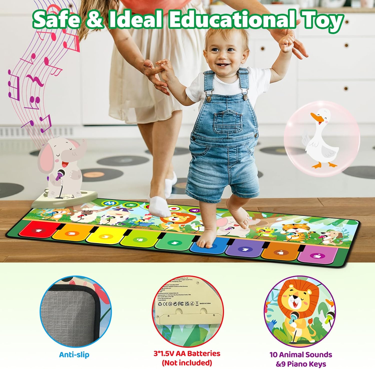 Thumbnail 4 de Rodzon Piano Bebe avec 10 animaux – tapis musical pour bébés dès 1 an (110 x 43 cm)