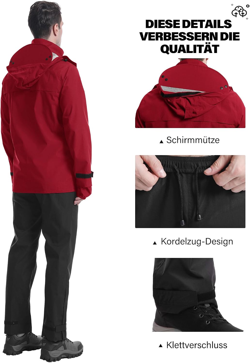 Thumbnail 5 de Coutyuyi Herren-Regenanzug: wasserdichte, atmungsaktive Regenjacke mit Kapuze