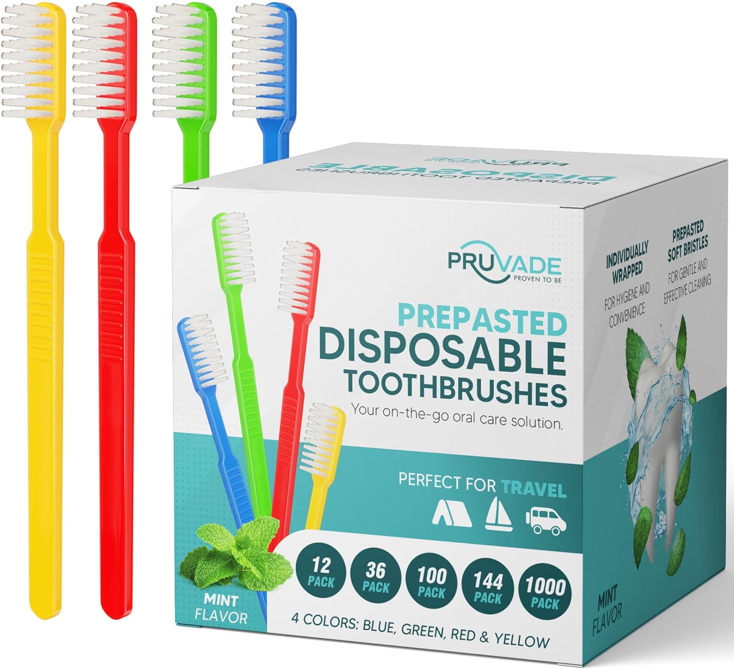 Detalle de Pruvade Disposable Toothbrushes 144 Pack