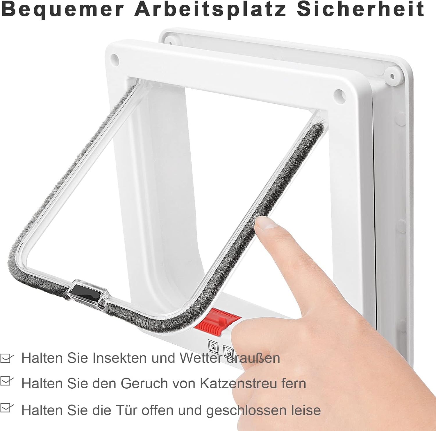 Detalle de Dünne Katzentür für Fenster, Haustiertüren und Schiebetüren – 4‑Wege-Sperre, wetterfest