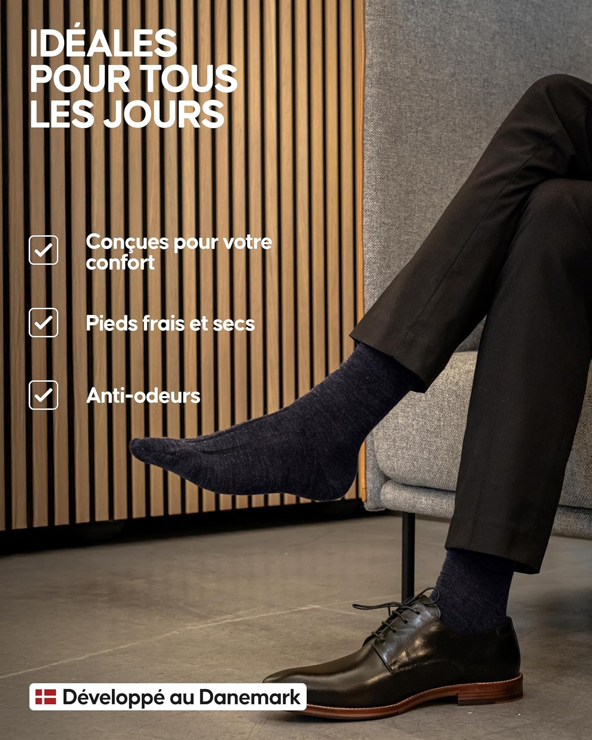 Thumbnail 2 de DANISH ENDURANCE Chaussettes en laine mérinos pour hommes – 3 ou 5 paires, haut de gamme, confortables et respirantes