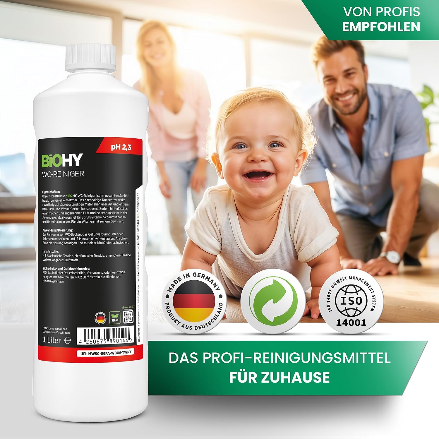 Detalle 1 de BiOHY WC-rengörare 1 l – stark gel mot kalk och urinsten