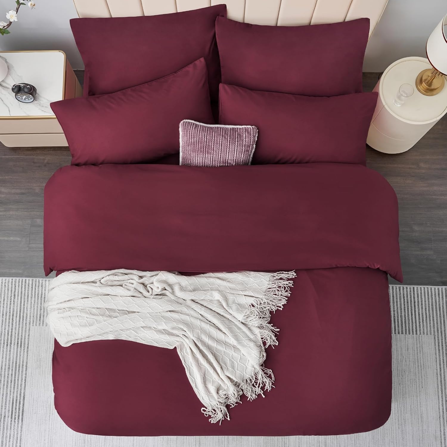 Thumbnail 2 de Aisbo Bettwäsche-Set 200x220 cm, 3-teilig, Rot – Mikrofaser, Reißverschluss, ÖKO-TEX