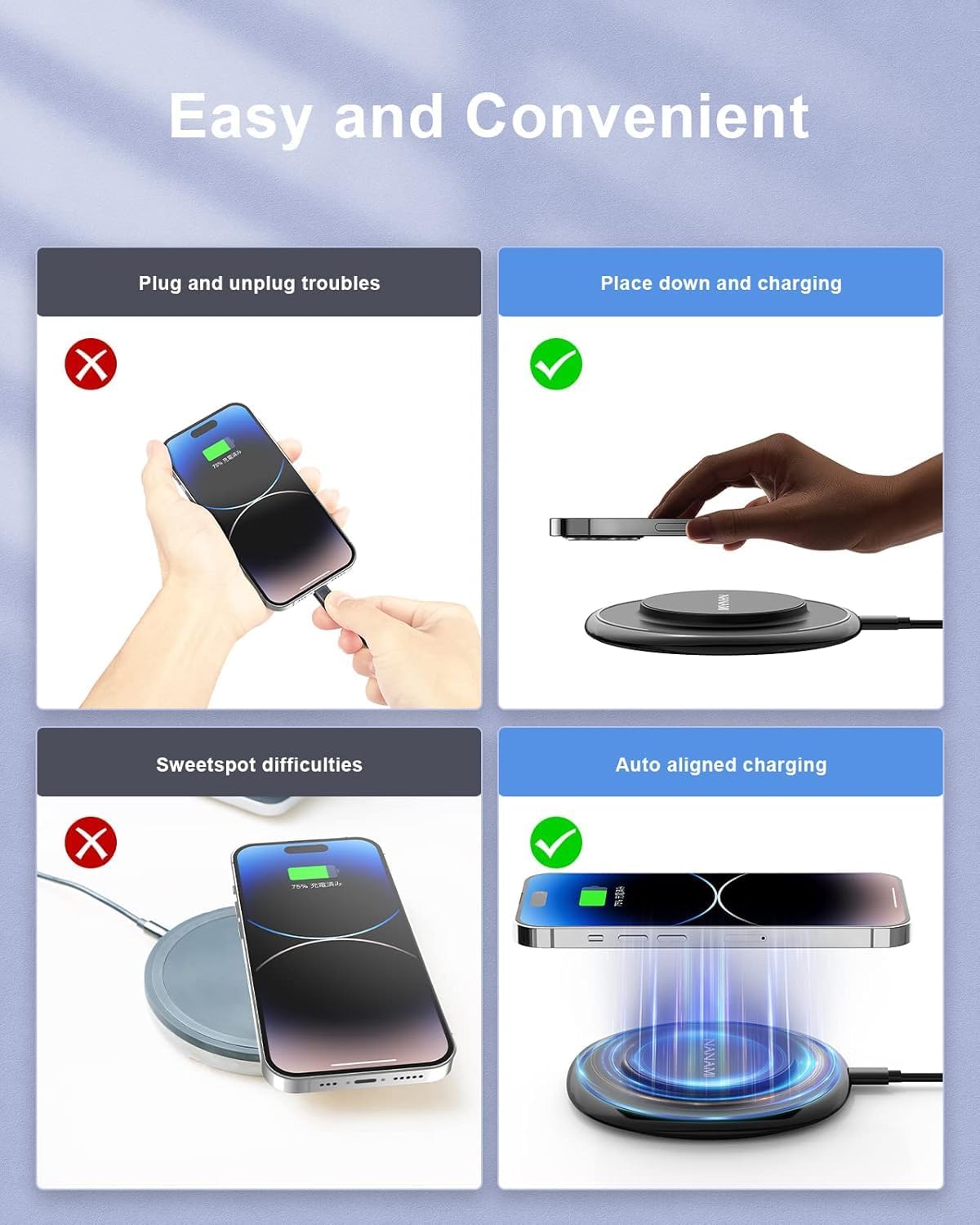 Thumbnail 4 de NANAMI Magnetic Wireless Charging Pad for iPhone 12–17 Series, AirPods MagSafe Charger with Strong Alignment