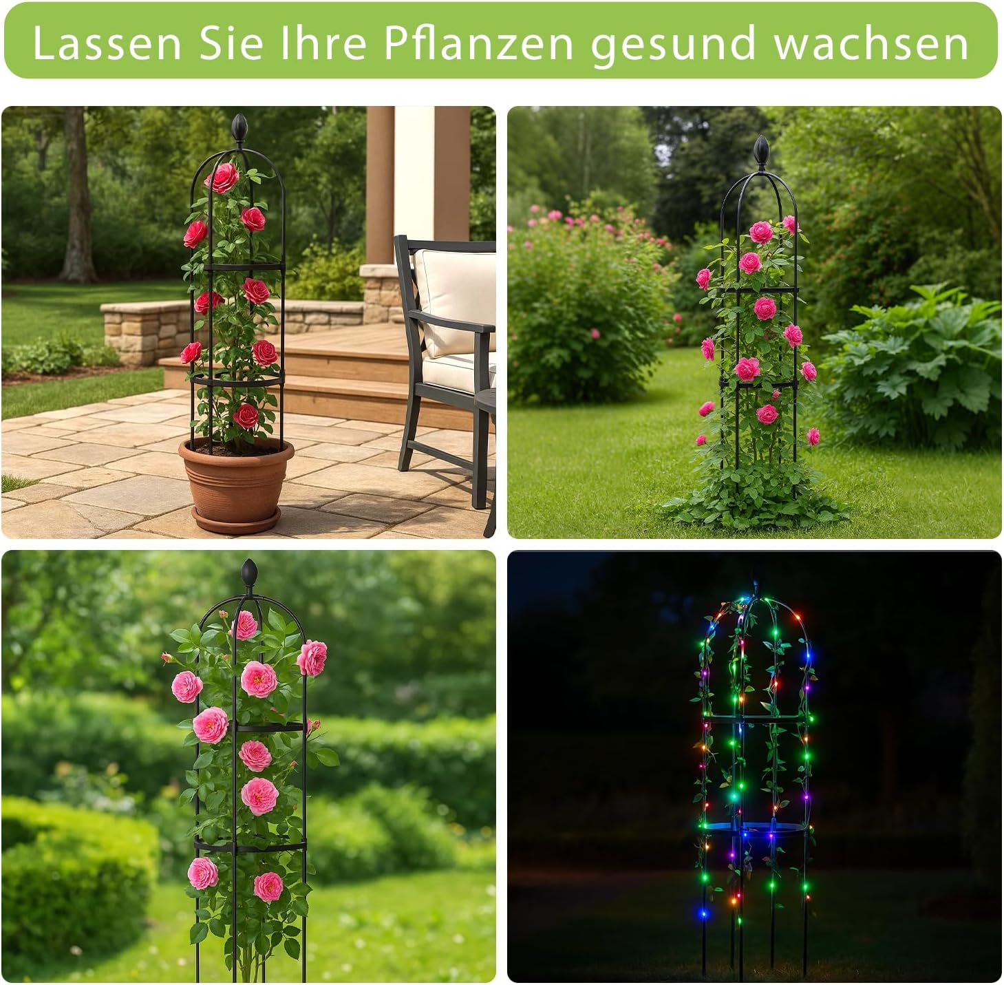 Thumbnail 6 de ZIKEBTUY 6 Stück Tomaten Rankhilfe 120 cm Höhe – Set mit Twist Tie und Clips, Metall Pflanzenhalter für Tomaten, Gurken, Rosen