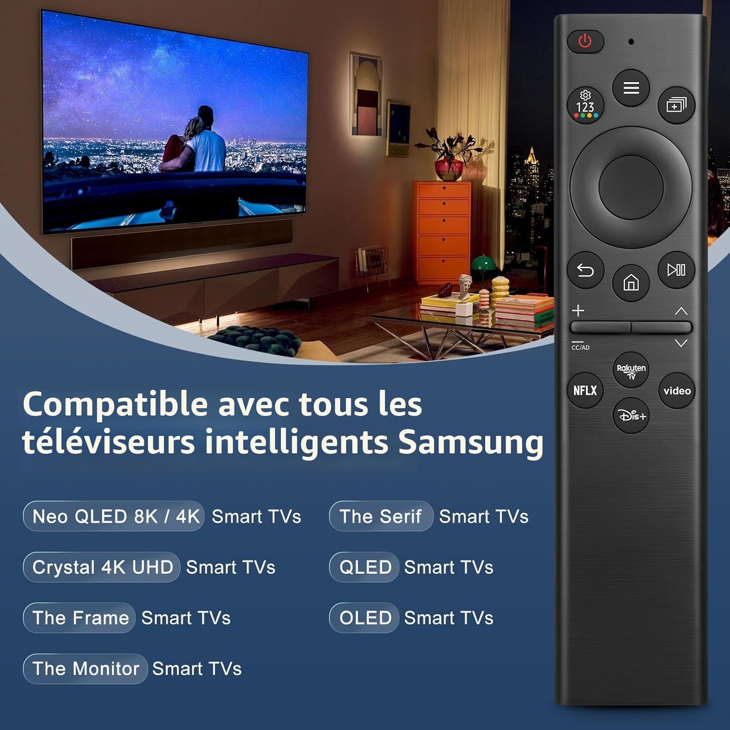 Detalle de Télécommande universelle de remplacement intelligente pour TV Samsung (boutons raccourcis)