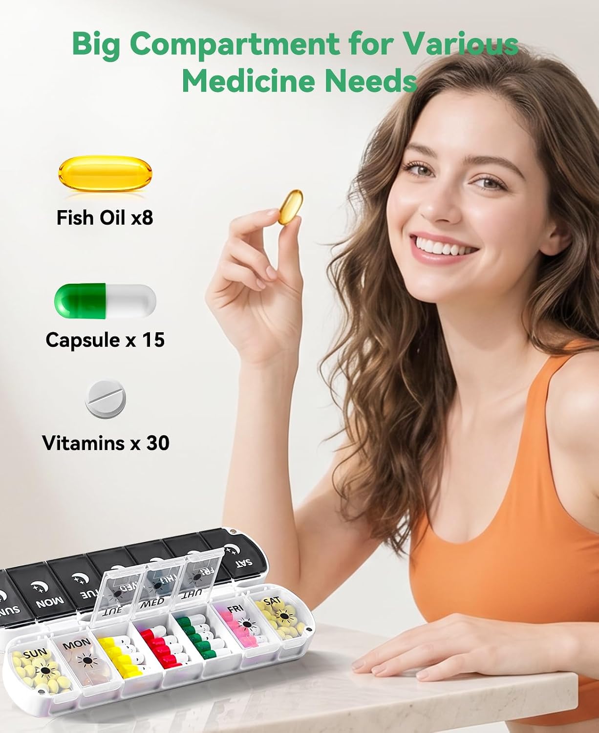 Thumbnail 6 de Cotatoc EK-313 7-Day Pill Organizer, Foldable AM/PM Case with Magnetic Closure