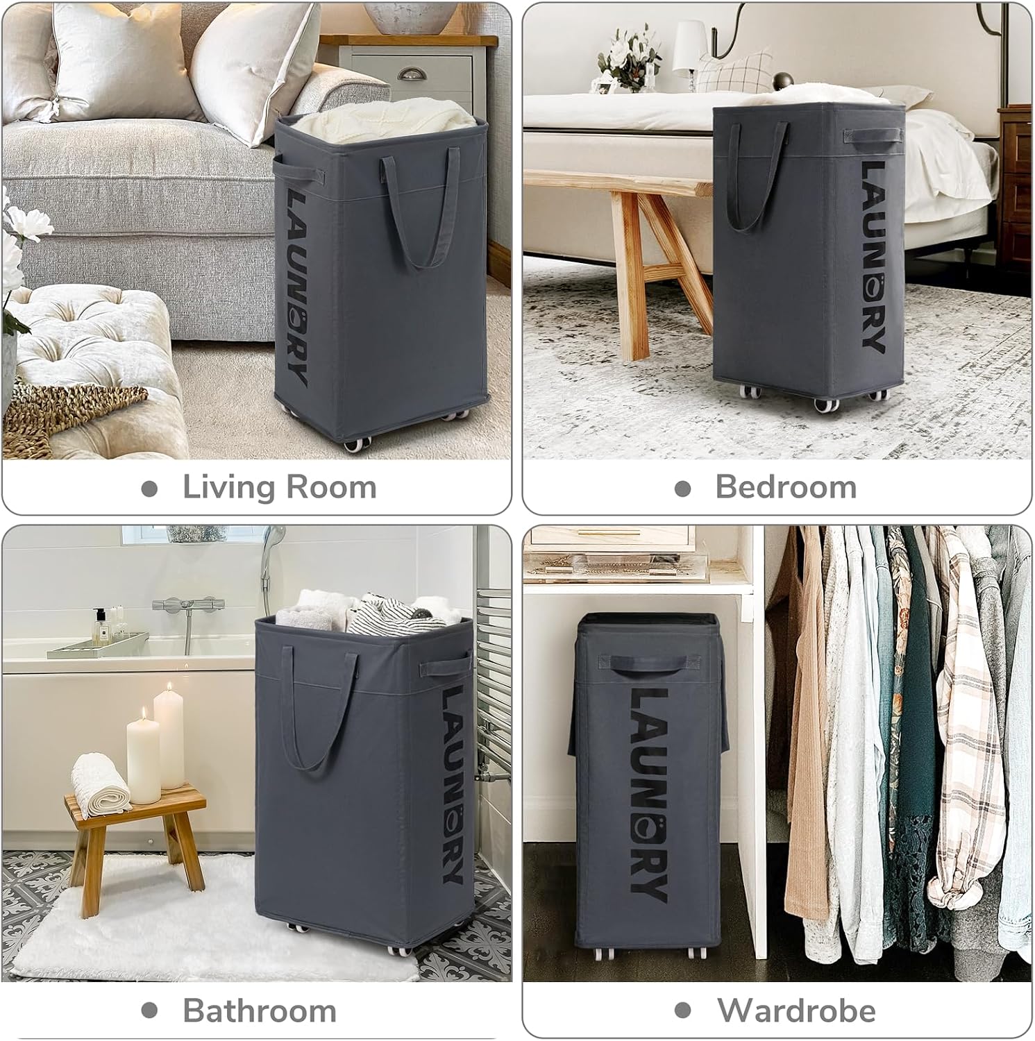 Thumbnail 4 de CHICVITA Rolling Laundry Basket 75L