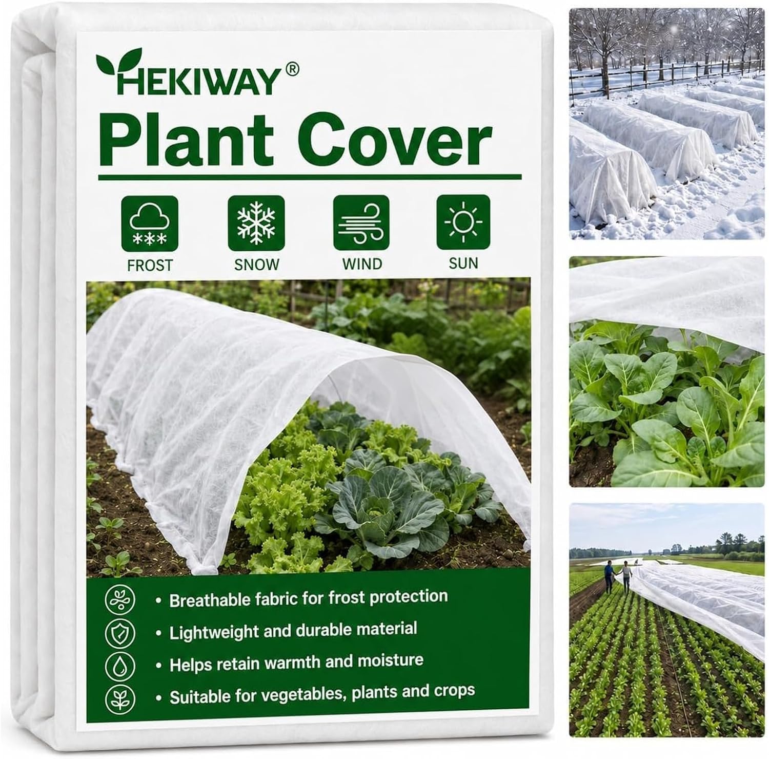 Detalle de HEKIWAY FHDT Frost Cloth, 10 FT x 10 FT Polypropylene Plant Cover