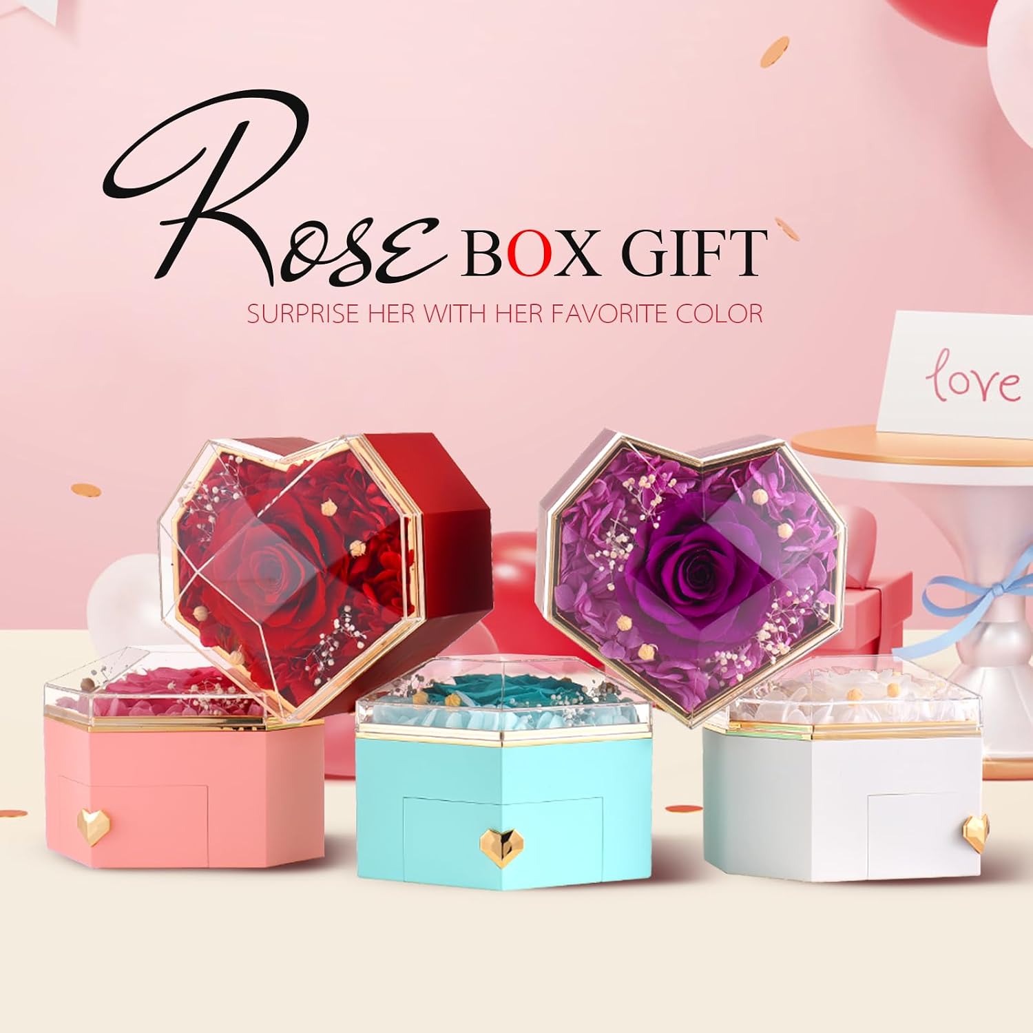 Thumbnail 6 de GOICC Preserved Rose with Necklace Gifts Box for Her — Eternal Purple Rose and Angel Wing Necklace
