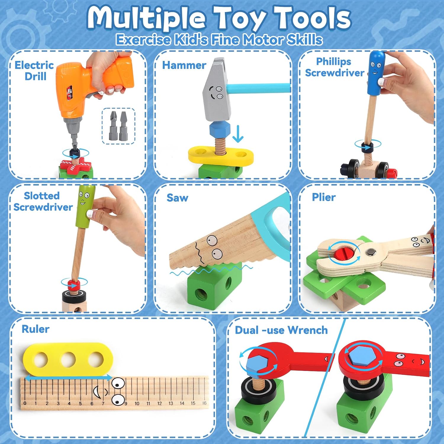 Detalle 2 de Kids Tool Set Wooden 47‑Piece Kit