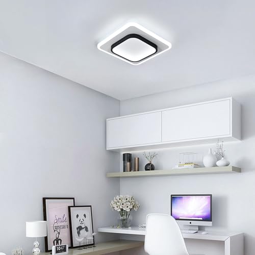 Detalle 2 de DELIPOP Lámpara de Techo LED Moderna 30W Cuadrada 3375LM, 6500K, Plafón Blanco y Negro