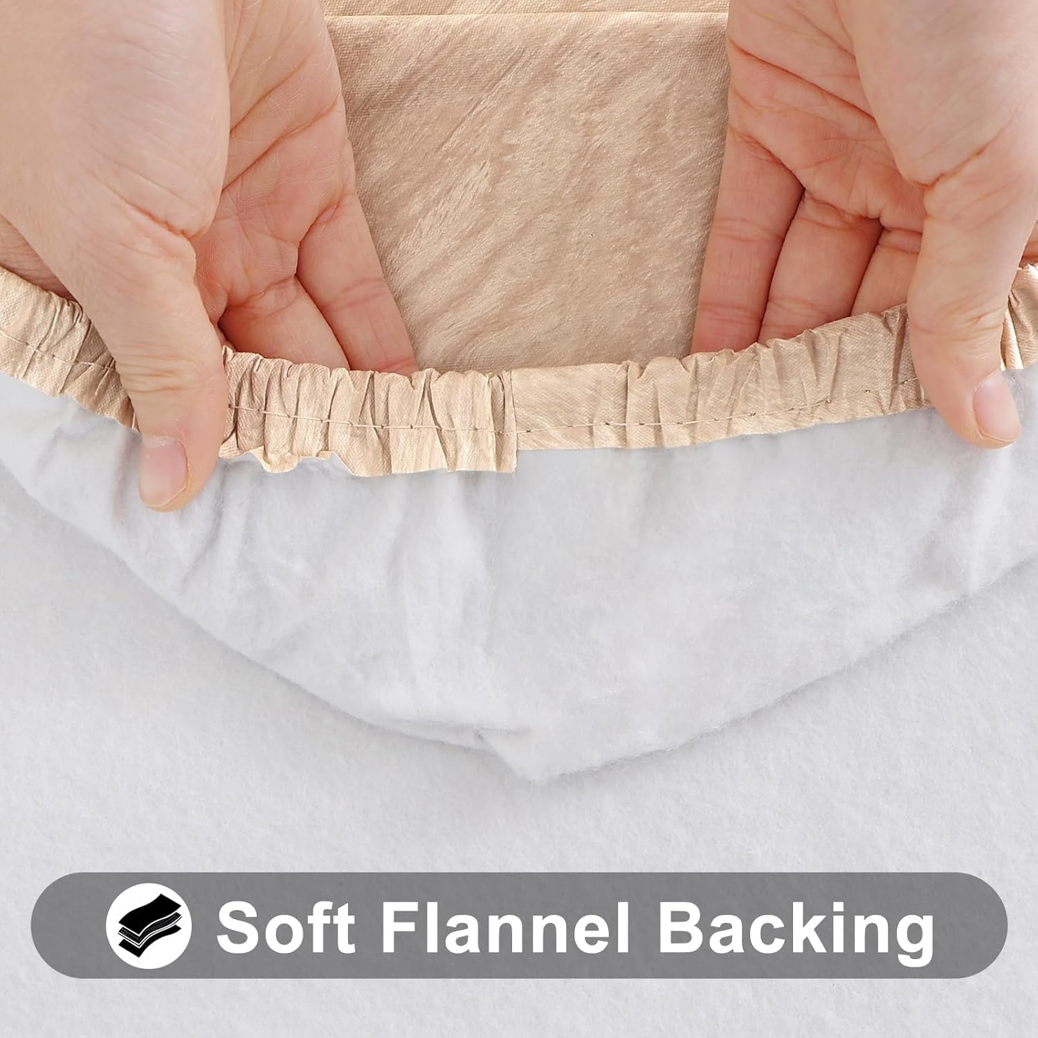 Thumbnail 4 de Smiry Rectangle Table Cloth Cover (Beige Wood) Waterproof Elastic Fitted Vinyl for 6-Foot Tables, 30" x 72