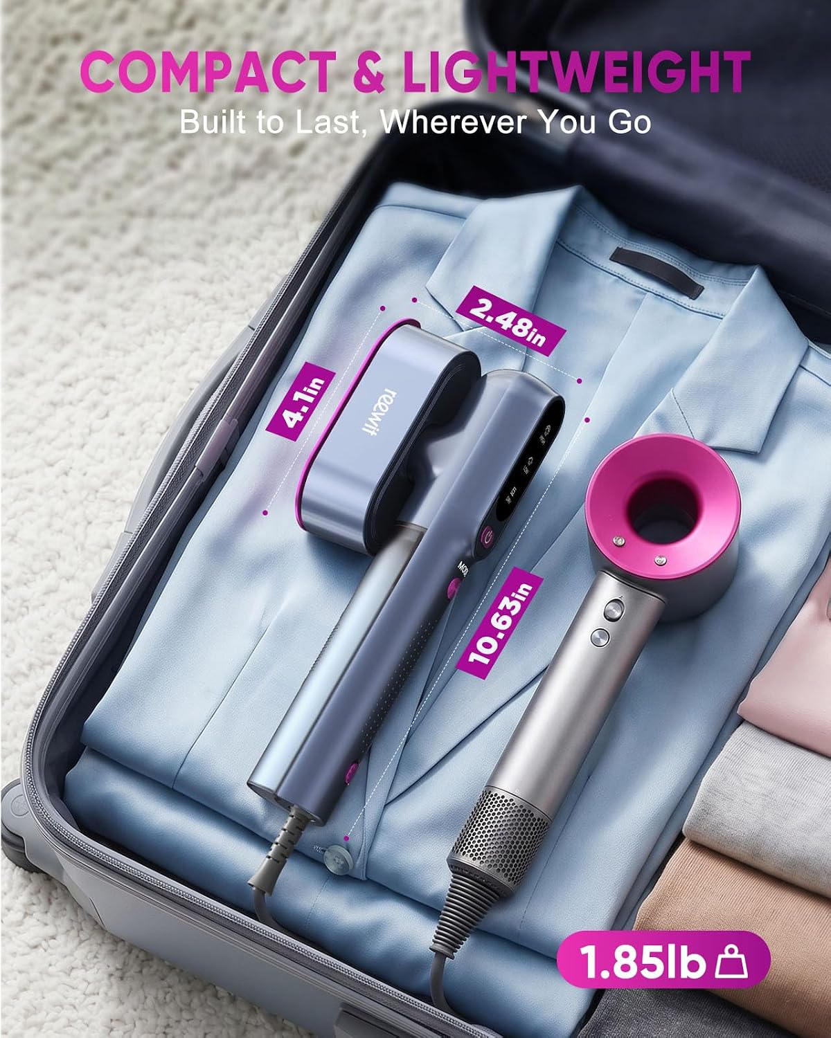 Thumbnail 4 de Travel Steamer for Clothes: 2-in-1 Garment Steamer & Iron, 1200W, 100-240V, Portable Travel Size
