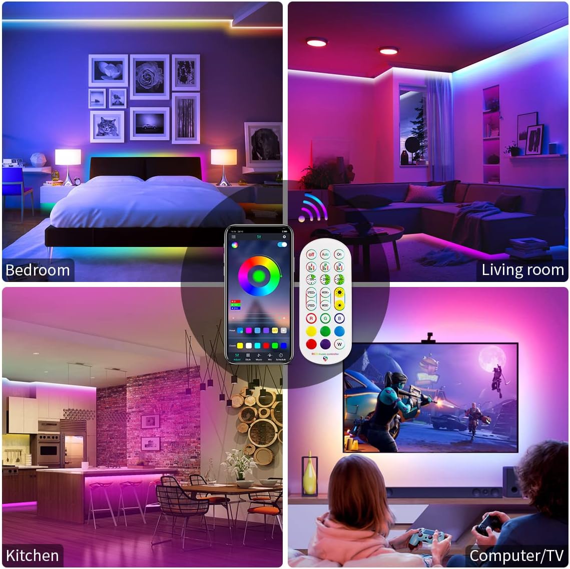 Thumbnail 6 de Daymeet 10M RGBIC LED Strip Lights with USB Power, Bluetooth App Control and Music Sync