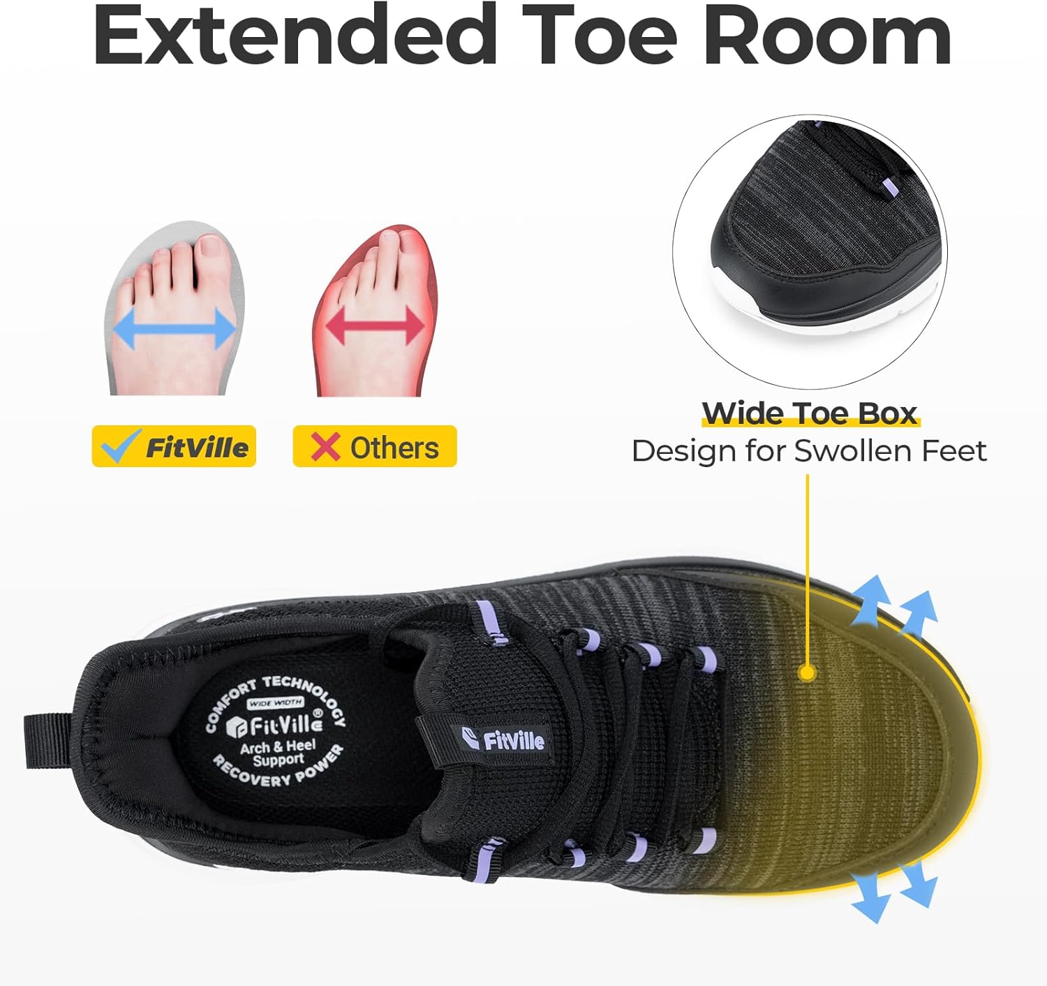 Thumbnail 2 de FitVille Slip On Sneaker Damen – Breite Zehenbox, atmungsaktiv und ultraleicht