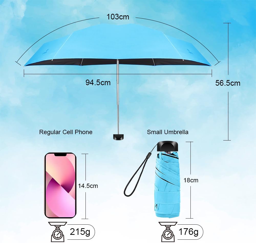 Detalle de Vicloon Mini Ombrello Portatile Pieghevole antivento e con protezione UV (176 g)
