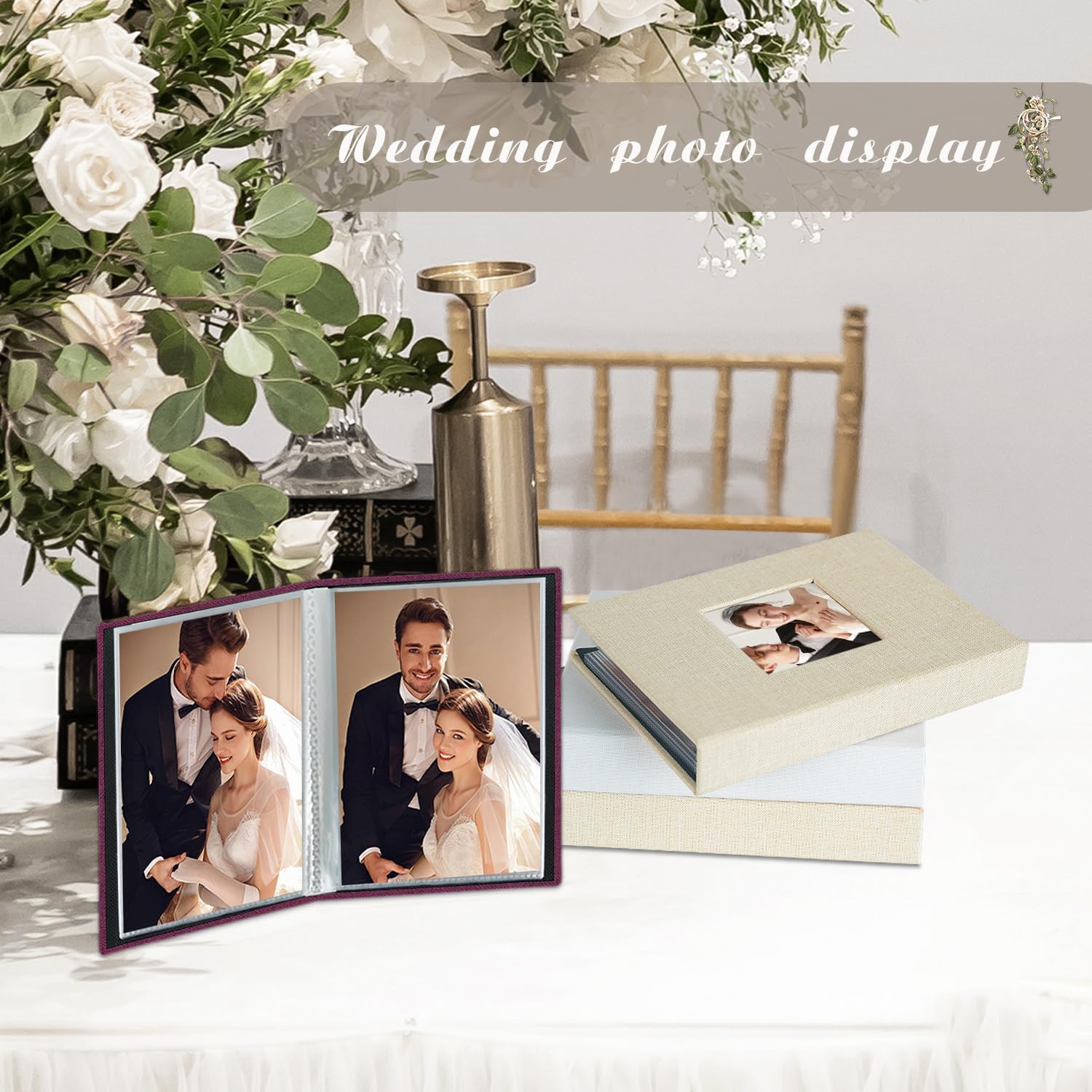 Detalle 2 de Miaikoe Small Photo Album 6x4 (2 Packs) 50 Pockets Each – Top Loading Linen Slip-In, 10x15cm Photos, Purple