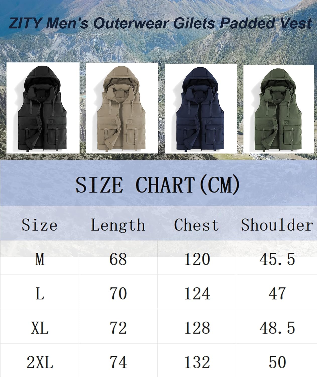 Thumbnail 4 de ZITY gewatteerde bodywarmer voor heren met capuchon en zakken