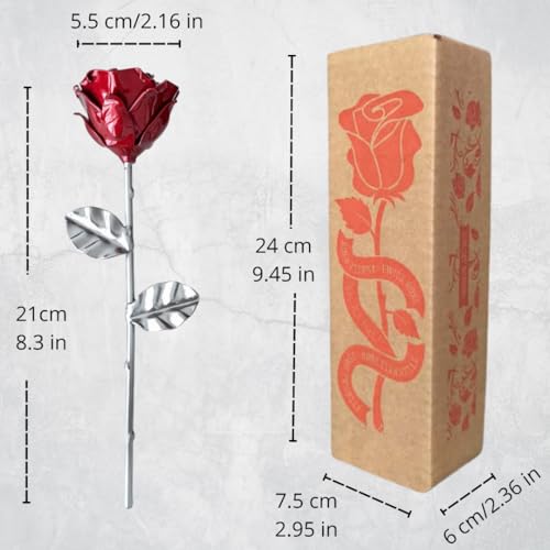 Thumbnail 4 de Forging Art Bcn Rosa Eterna de Hierro Forjada a Mano Roja/Plata (sin base) – regalo hierro
