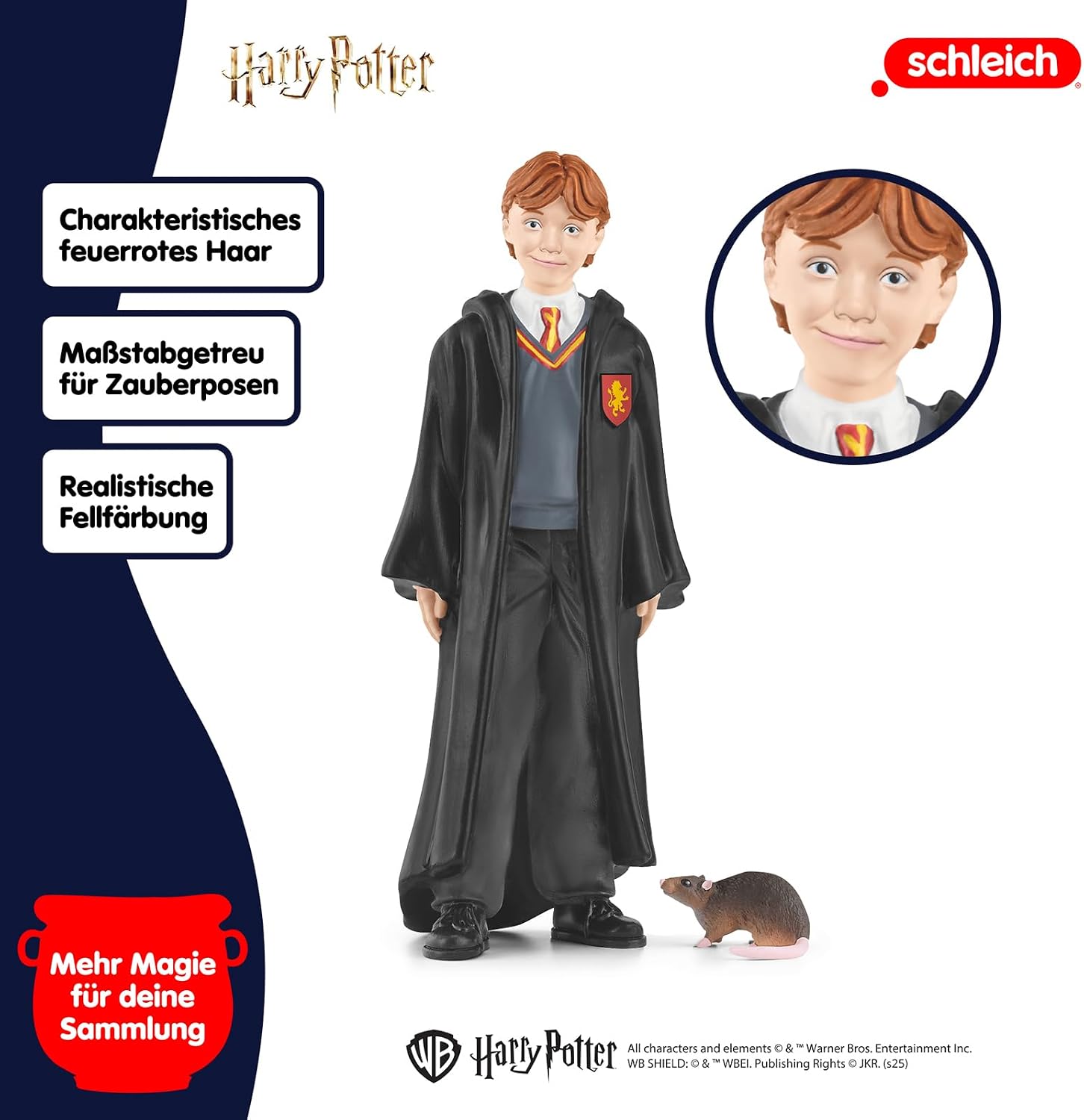 Detalle de SCHLEICH Harry Potter Ron Weasley & Krätze (42634) – 2-teiliges Sammelfiguren-Set