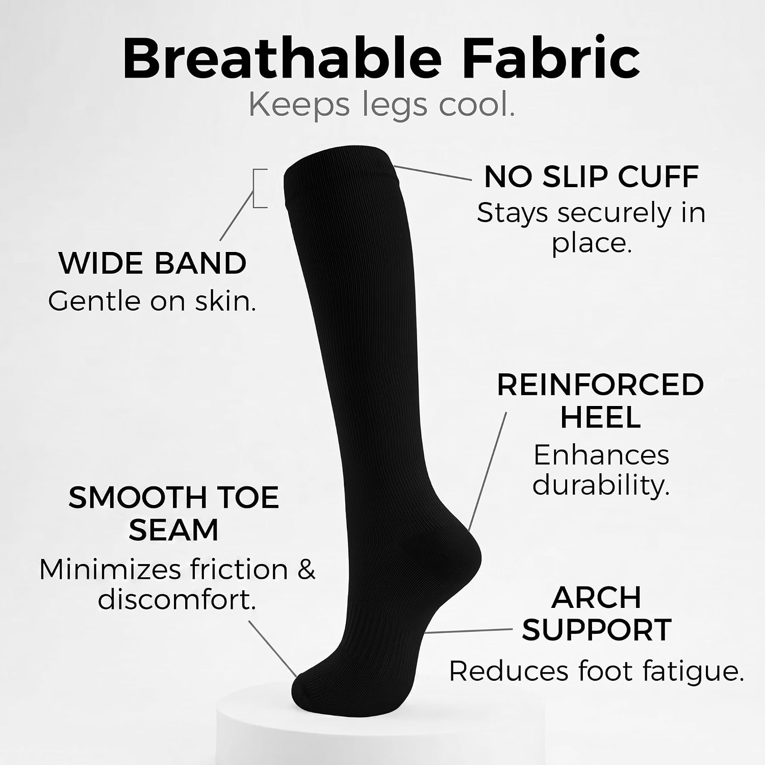 Thumbnail 5 de FITFEL Compression Socks, Knee-High 15–20 mmHg Graduated Support, 3 Pairs
