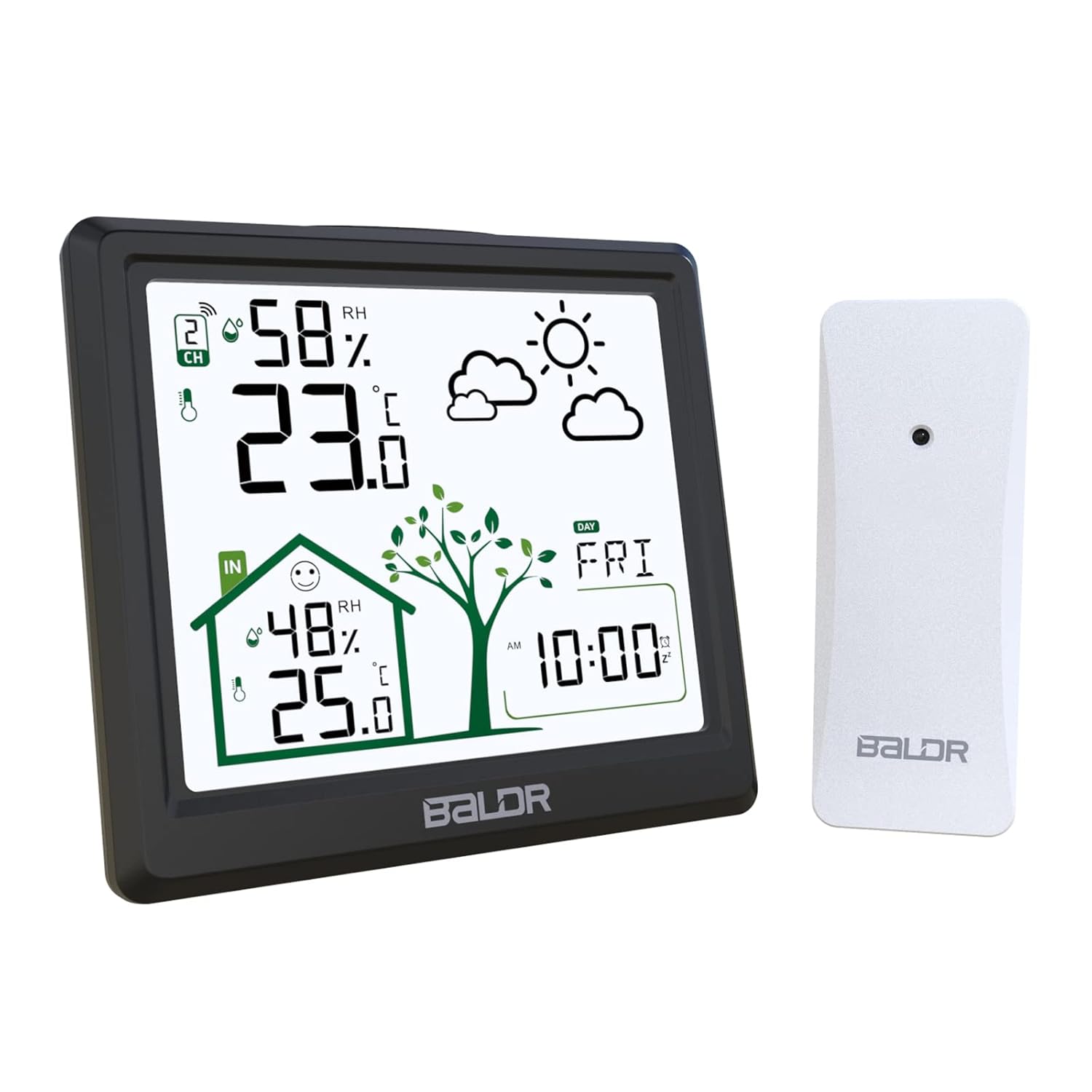 Detalle de LEVIPE Stazione Meteorologica wireless con sensore esterno – schermo 4,9'', sveglia e previsioni del tempo