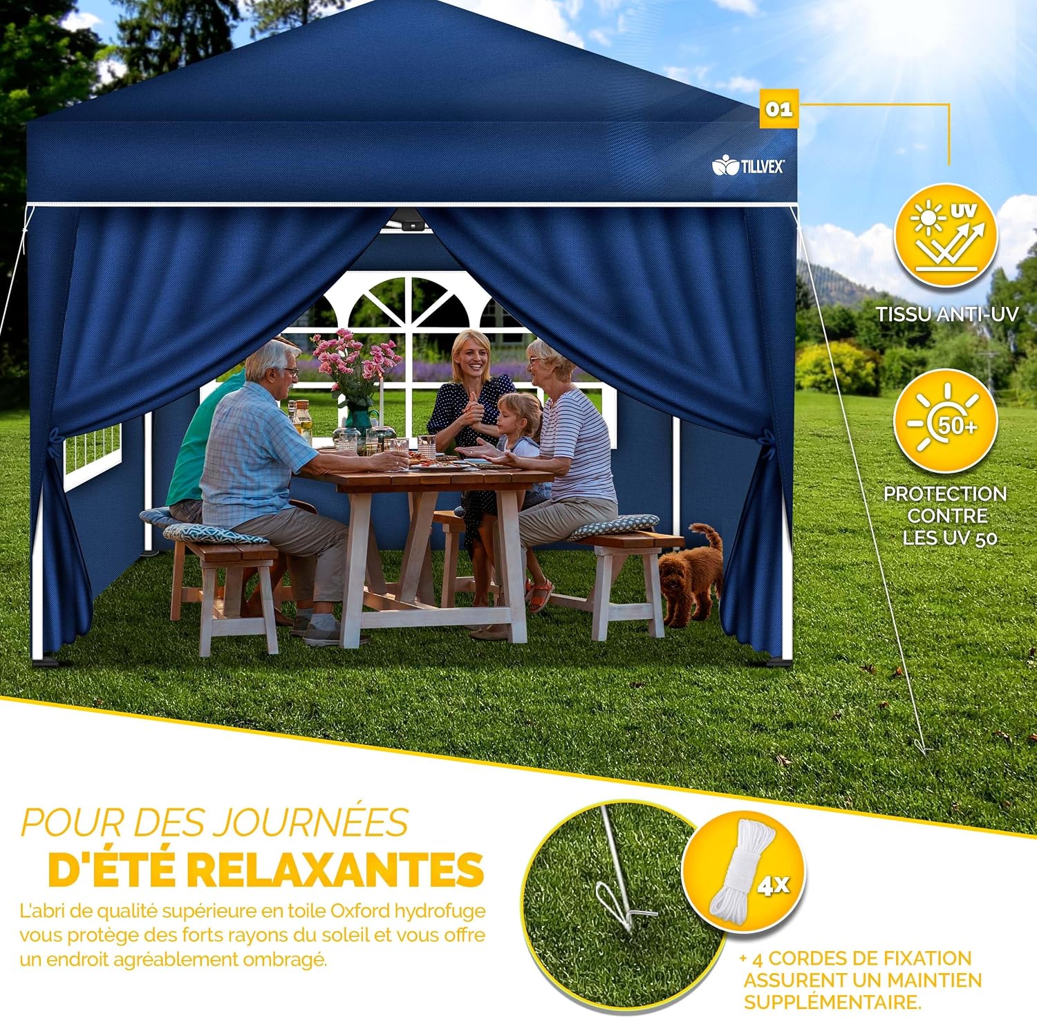 Detalle de tillvex Tonnelle de Jardin 3 x 3 m
