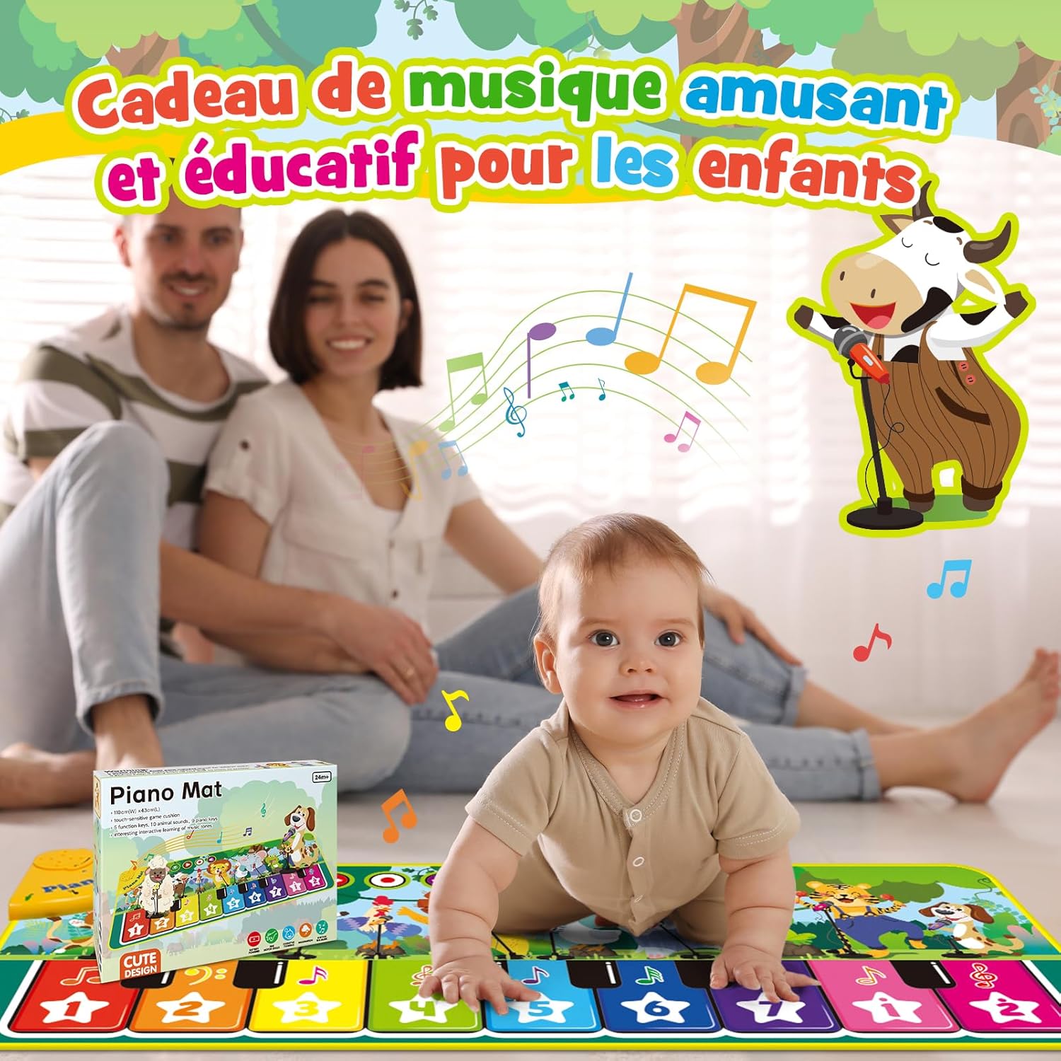 Thumbnail 6 de Gralal Tapis Piano Bébé 9 touches – 1 à 2 ans, 10 sons d’animaux et démos musicales