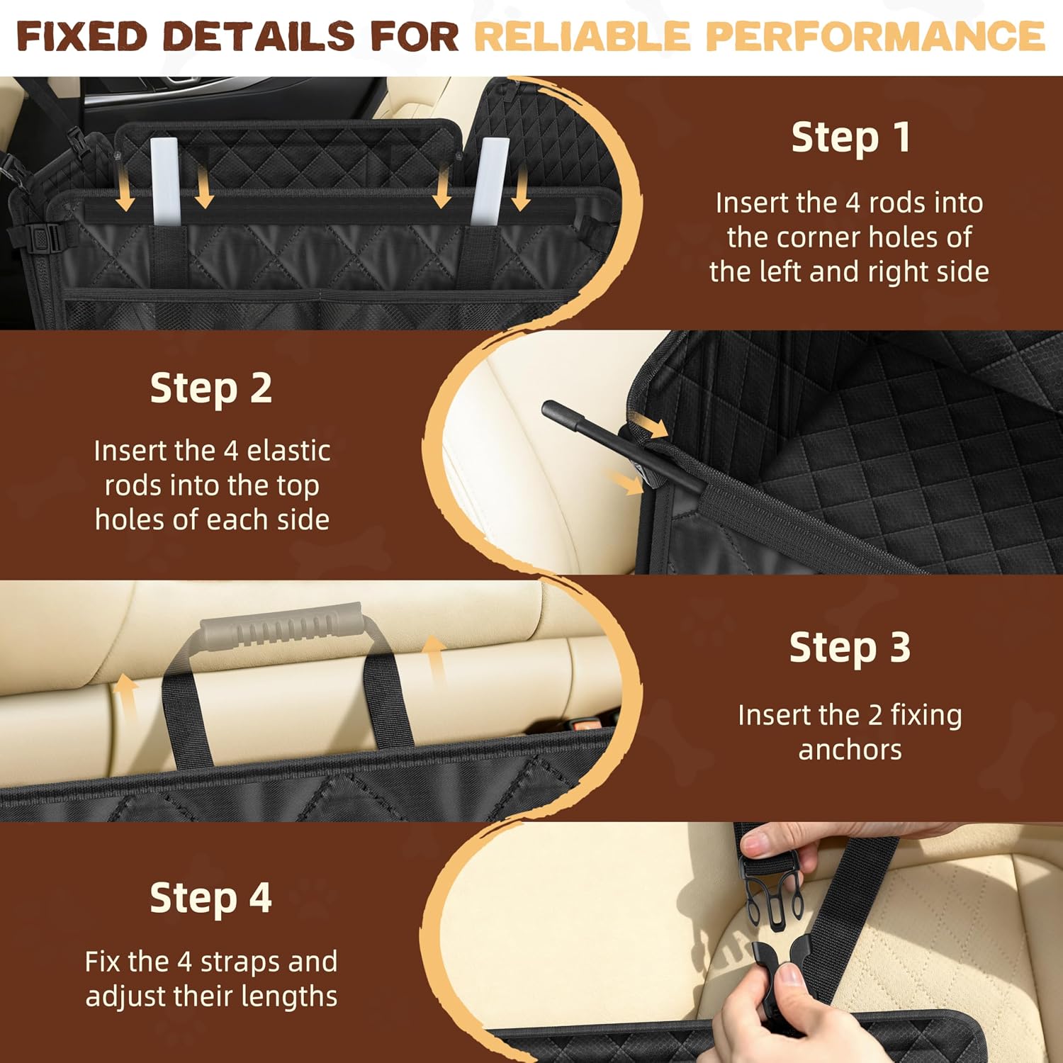 Thumbnail 6 de Looxmeer Extra Stable Dog Car Seat with Seat Belt: Waterproof, 4 Storage Pockets, Up to 26kg