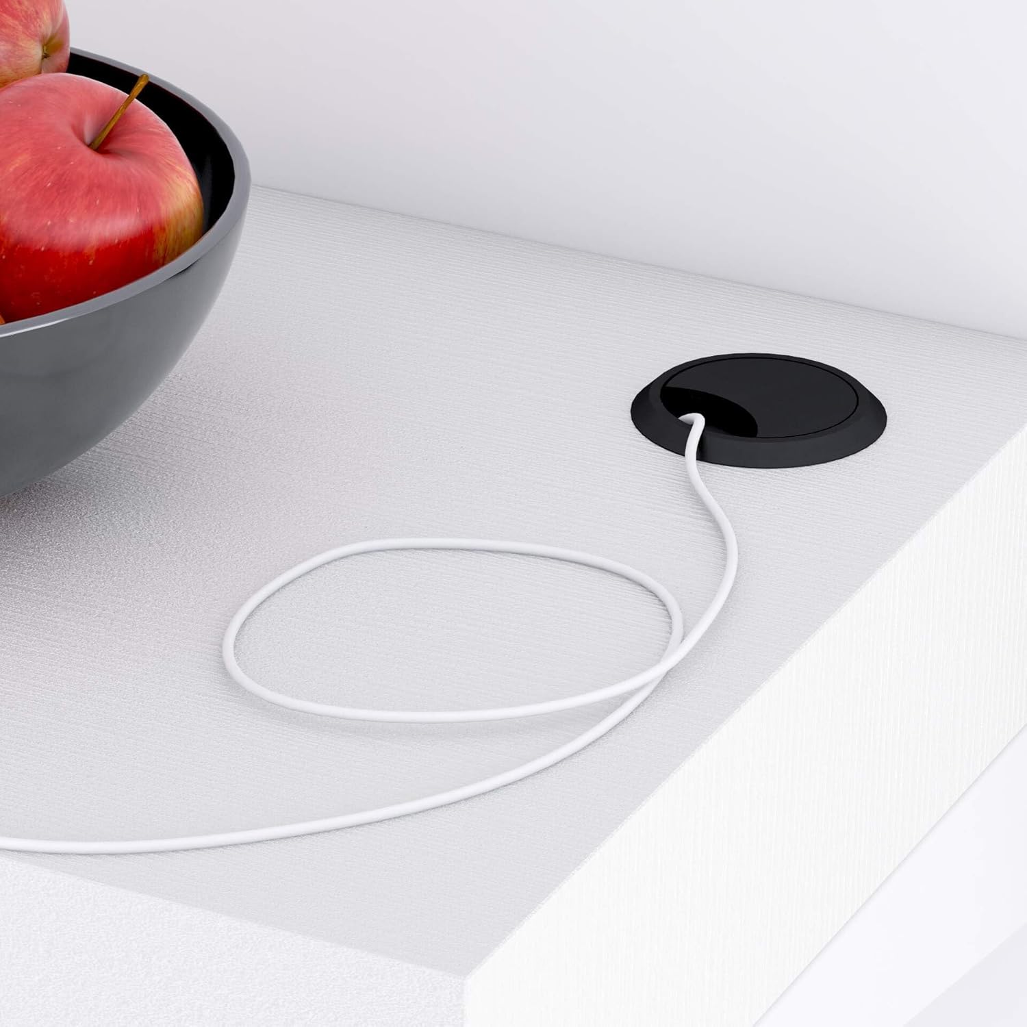 Detalle de Mobili Fiver Evolution 120x40 — Support TV mural en Frêne Blanc avec chargeur sans fil (Made in Italy)