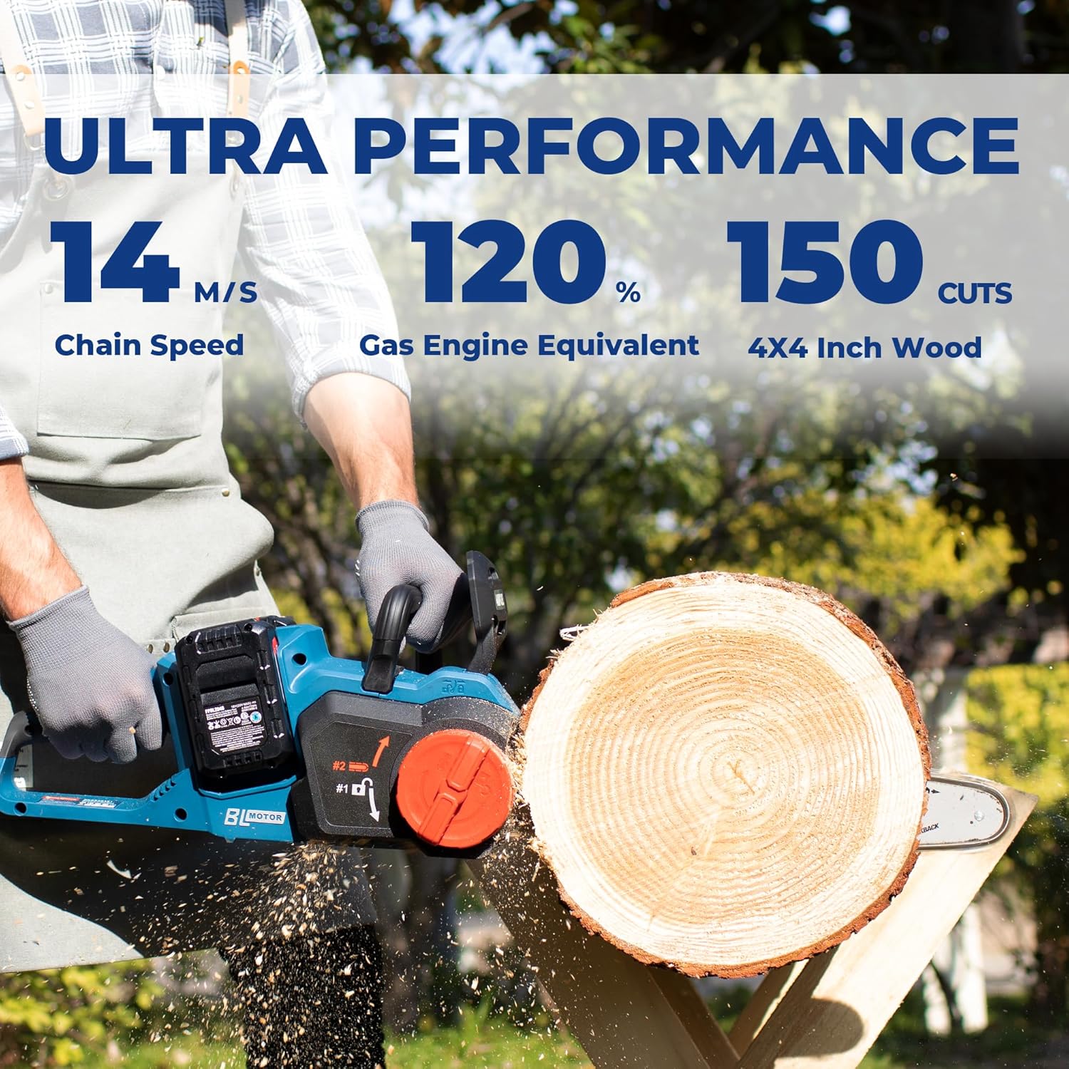 Detalle 2 de Dong Cheng 40V MAX Brushless Cordless Chainsaw 16"