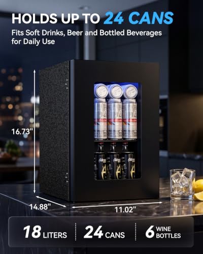 Detalle de TRIUMPHKEY 18L Beverage Cooler Mini Fridge with LED Lighting