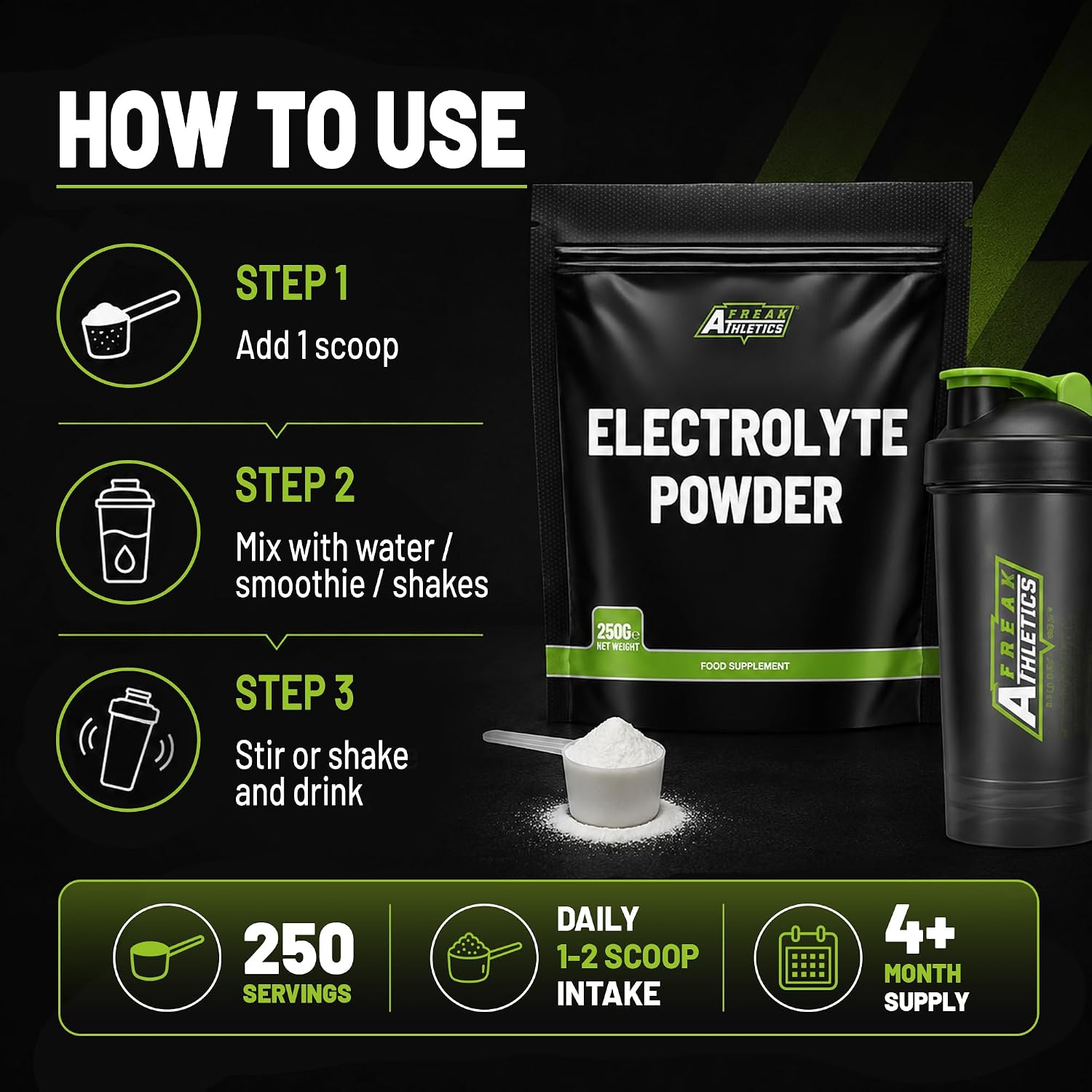 Thumbnail 6 de Freak Athletics Electrolytes Powder 250g – Unflavoured, 250 Servings